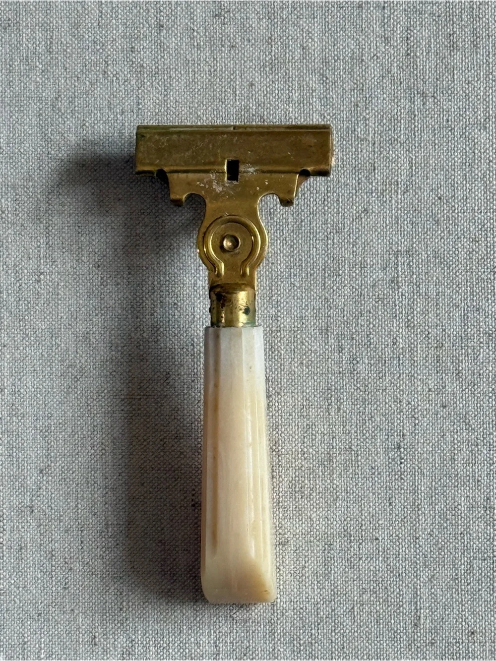 Brass and Cream Vintage-Style Safety Razor Handle